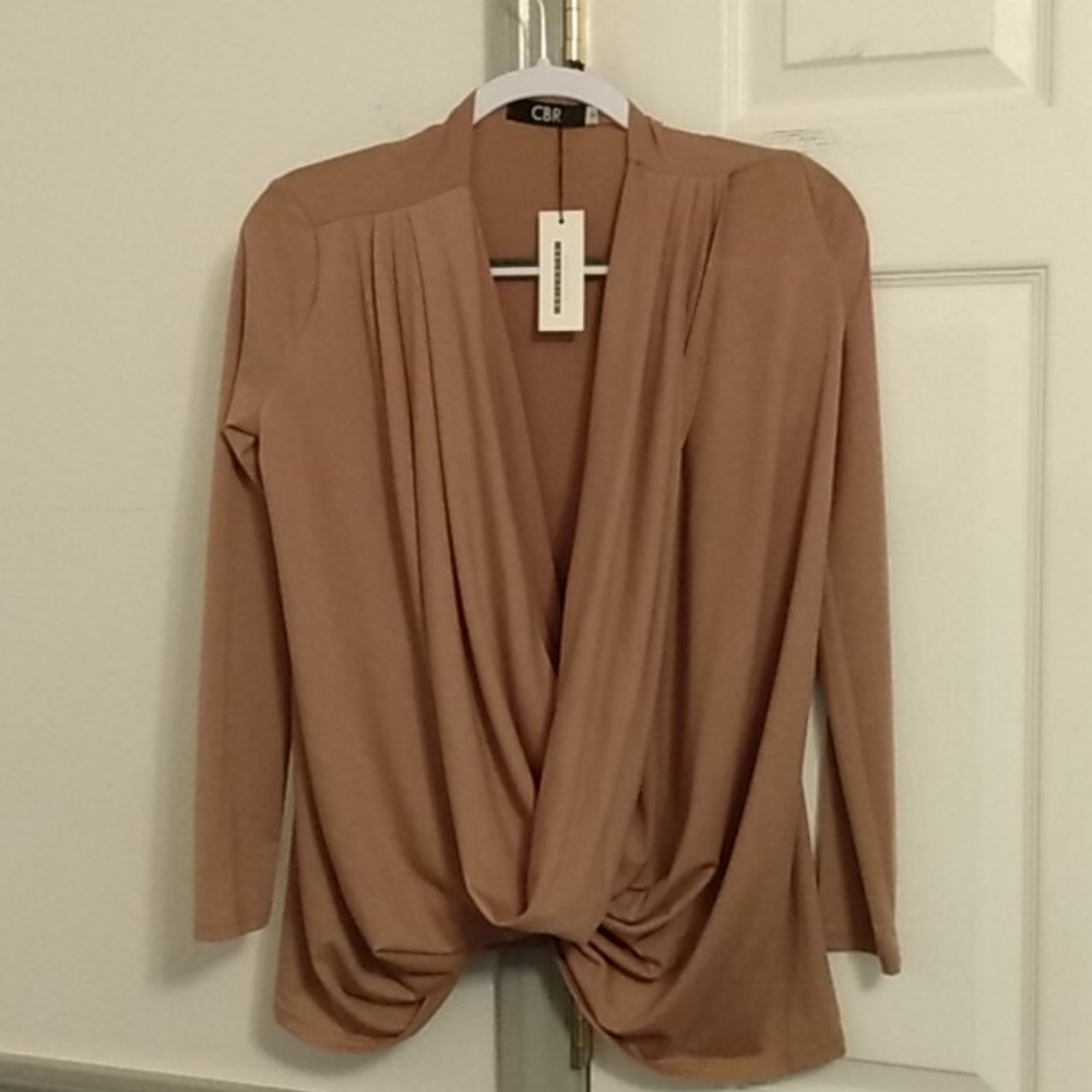Chic Boutique cow neck light brown long sleeved